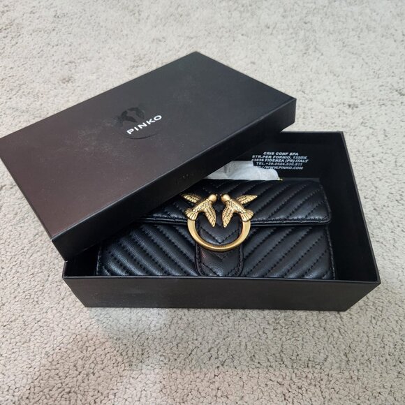 PINKO Love One Wallet C Black Purse / Wallet on a Chain - Picture 9 of 10